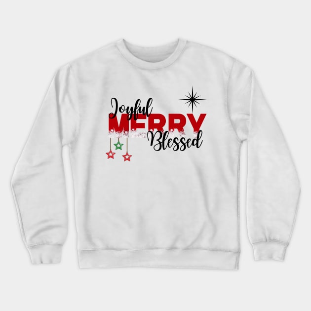 Joyful, Merry, Blessed, Christmas Crewneck Sweatshirt by hippyhappy